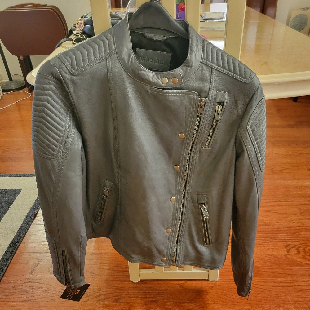 NWT Gray Leather whetblu Jacket
